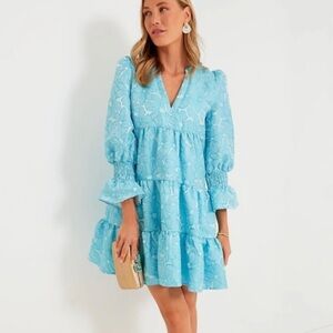 POMANDER PLACE Blue Daisy Jacquard Kenzo Dress in blue size M